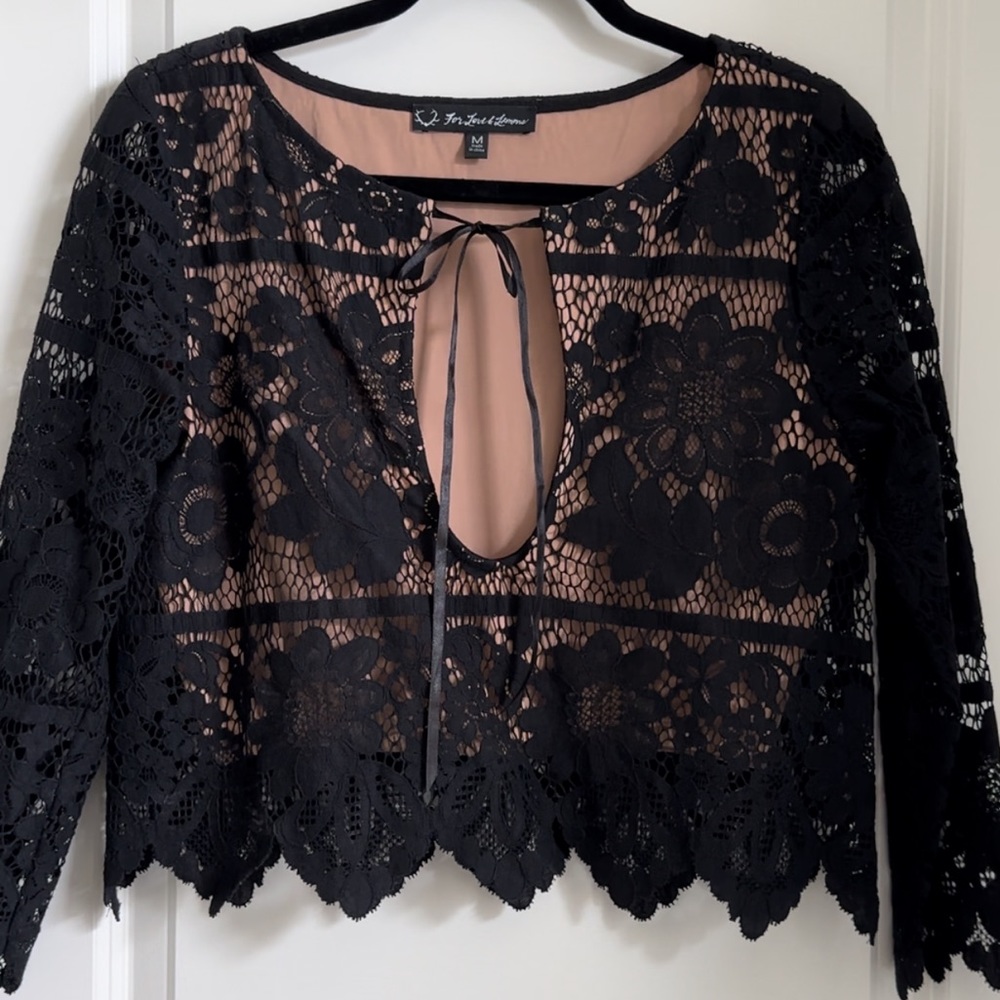 For Love and Lemons lace, tie front top. Like new! ✨